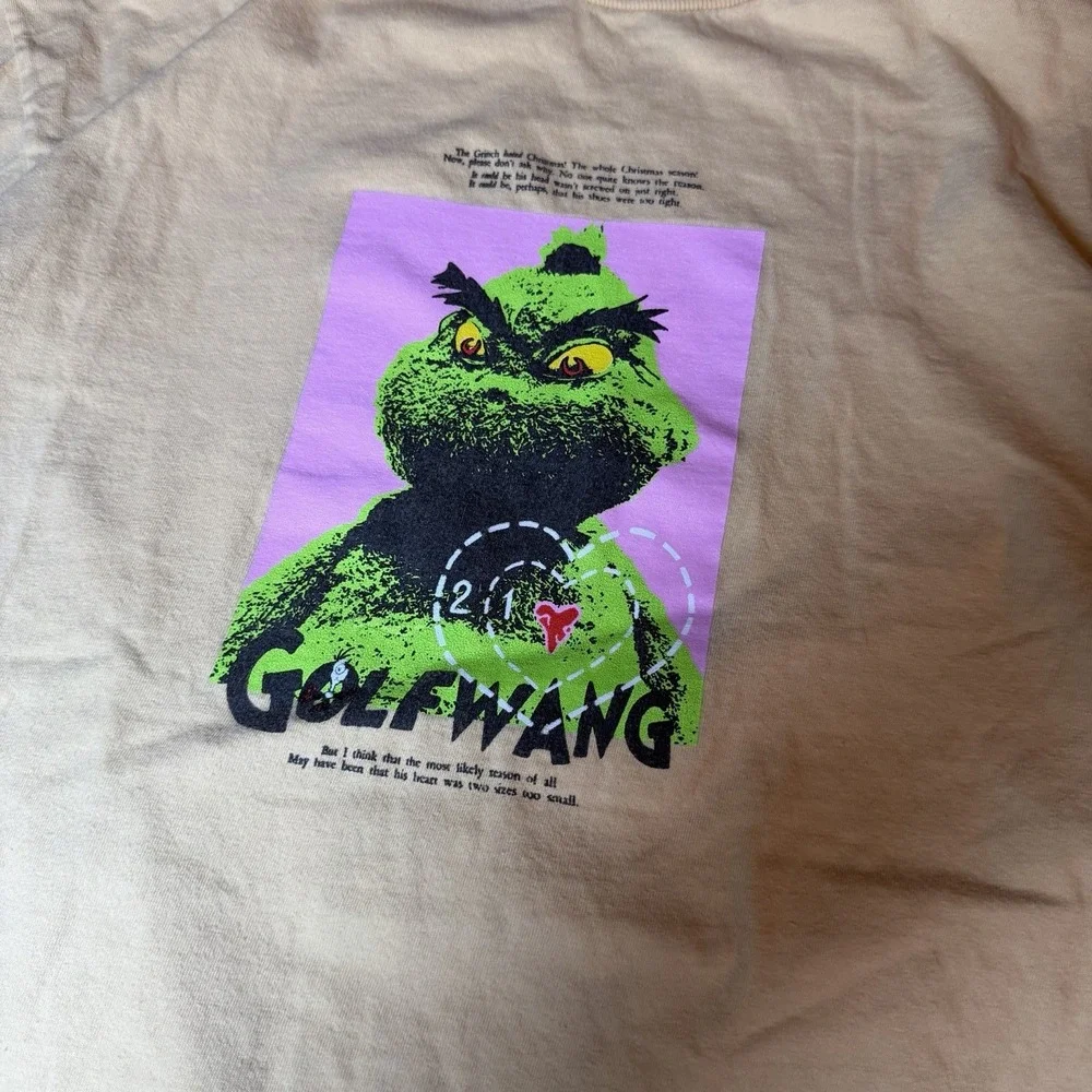 Golf Wang Grinch Graphic T Shirt Cream Large‎ Tyler The Creator Holiday Tee - Picture 2 of 7